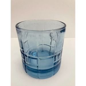 ANCHOR HOCKING short blue tartan 10oz glass